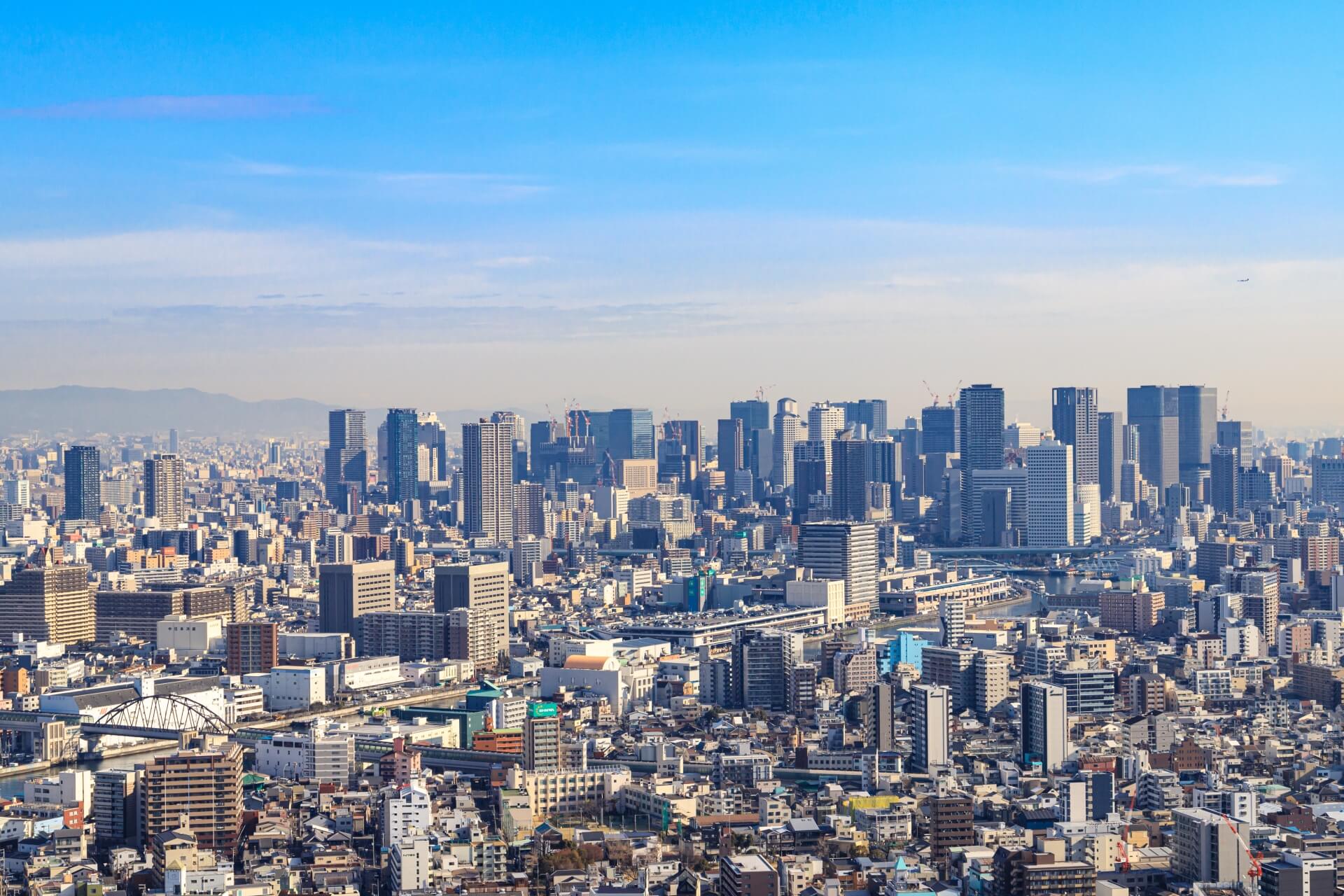 大阪市内の空撮風景